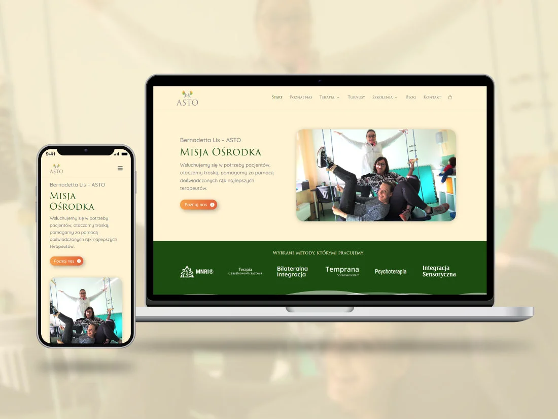 Portfolio mockup - ASTO e2 Fizjologo - strona internetowa